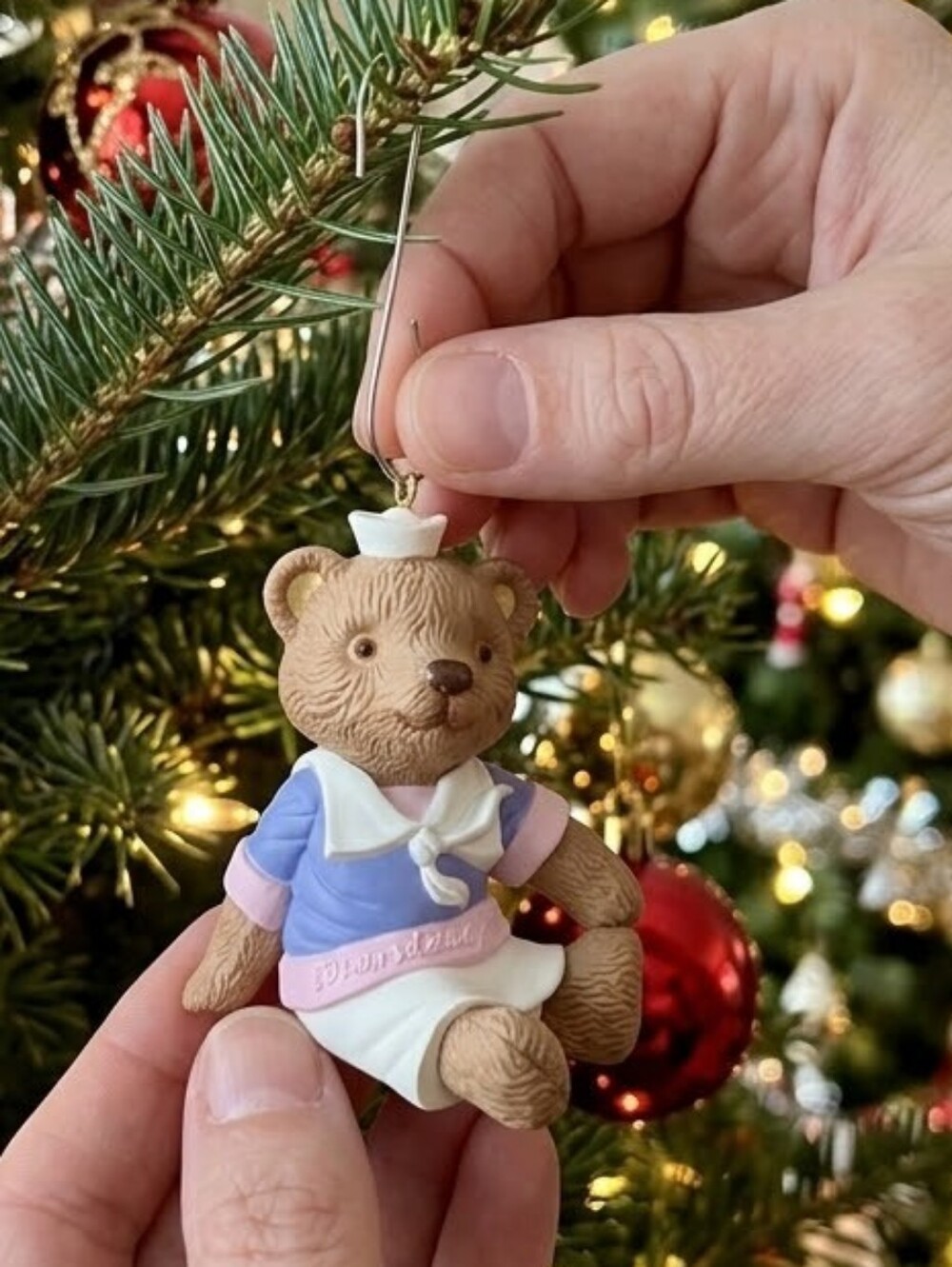 Hallmark Vintage 1998 "Granddaughter 🩷 98" Brown Teddy Ornament